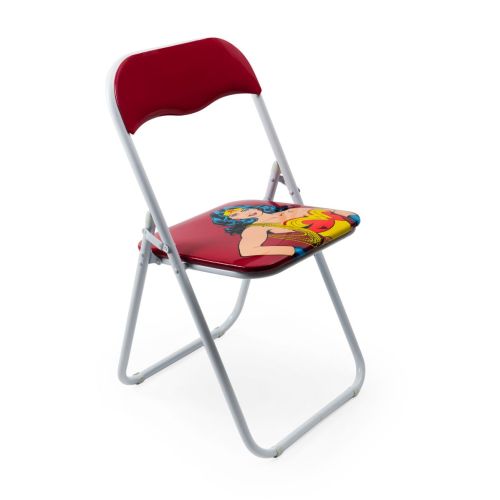 Sedia pieghevole salvaspazio, wonder woman, rosso