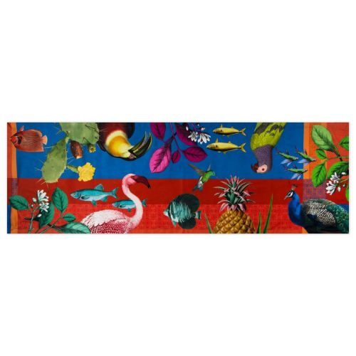 Runner, multicolore, fiori e animali, 100% cotone, 50x160 cm