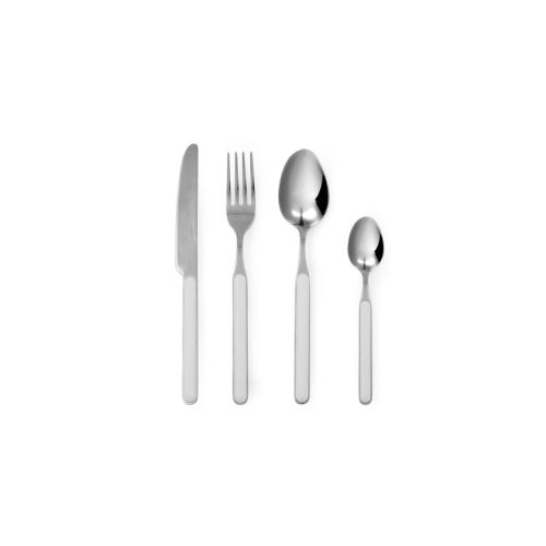 Posate, 16 pezzi, acciaio inox, manicatura bianco