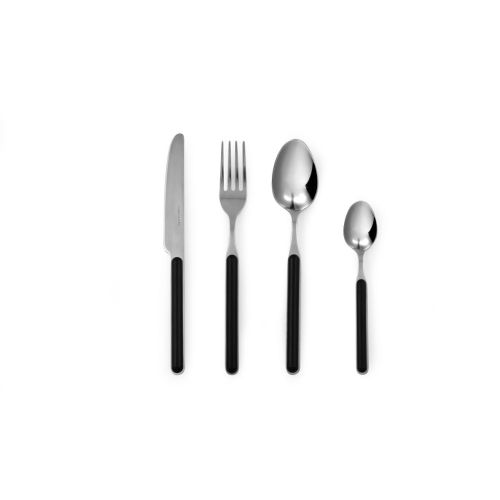 Posate, 16 pezzi, acciaio inox, manicatura nero
