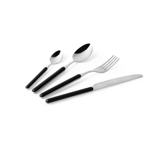 Posate, 24 pezzi, acciaio inox, manicatura nero