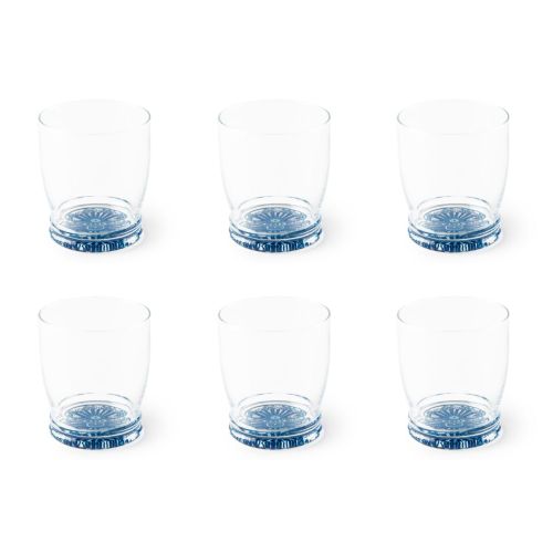 Bicchieri acqua, 6 pezzi, fondo boheme blu