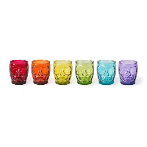 Bicchieri, 6 pezzi, multicolore, a forma di teschio