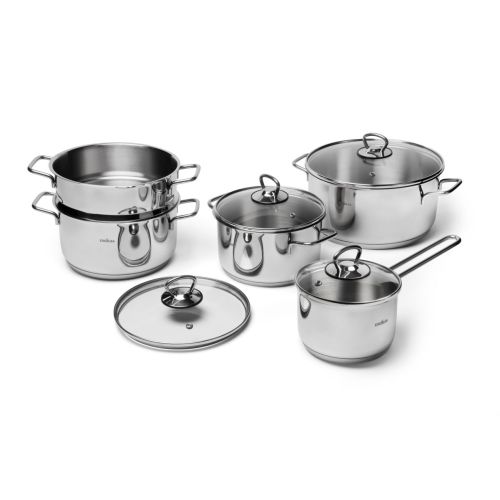 Set di pentole, 9 pezzi, acciaio inox