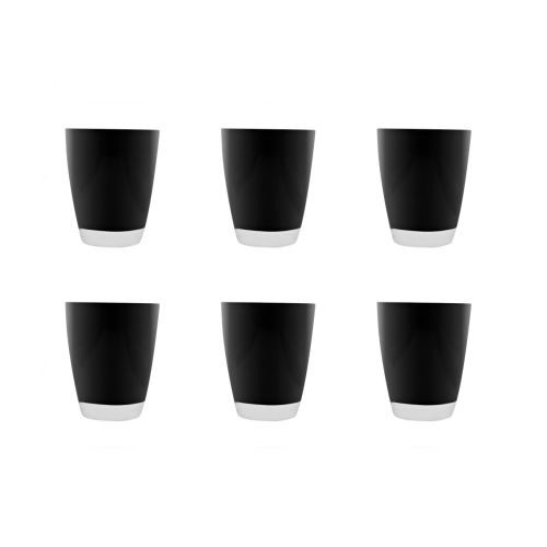 Bicchieri acqua, 6 pezzi, impilabili, nero