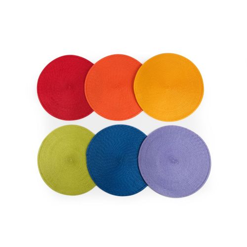 6 tovagliette, tonde, 36 cm, multicolore