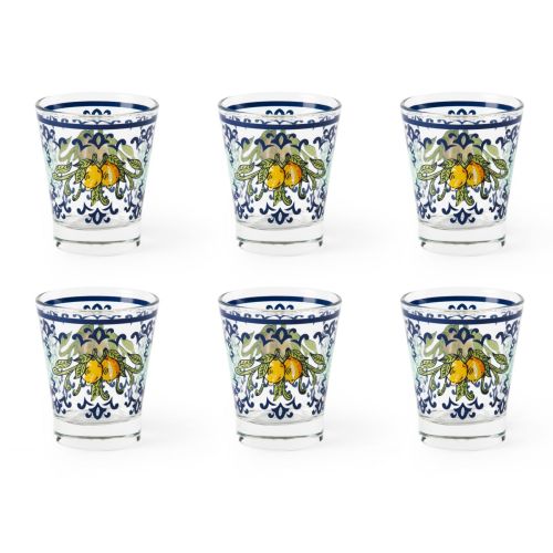 Set 6 bicchierini, limoni, vetro, 90 ml