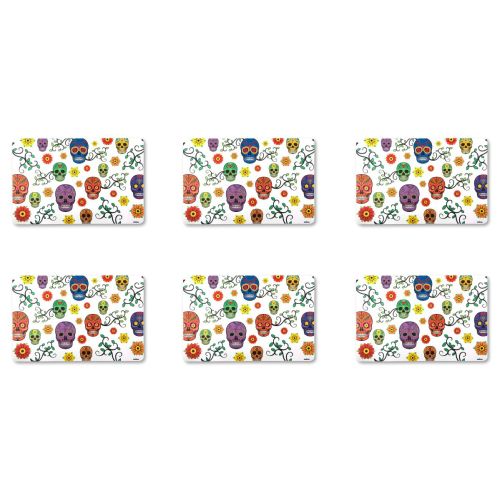 6 tovagliette, rettangolari, con teschi, multicolore