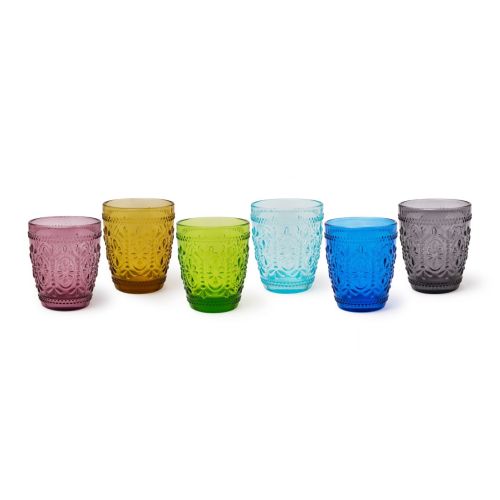 Bicchieri acqua, multicolore, vetro colorato in pasta, vinci