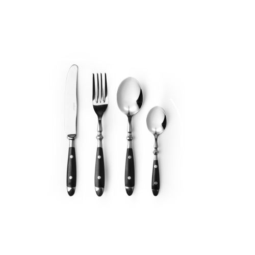 Posate, 24 pezzi, acciaio inox, nero stile inglese