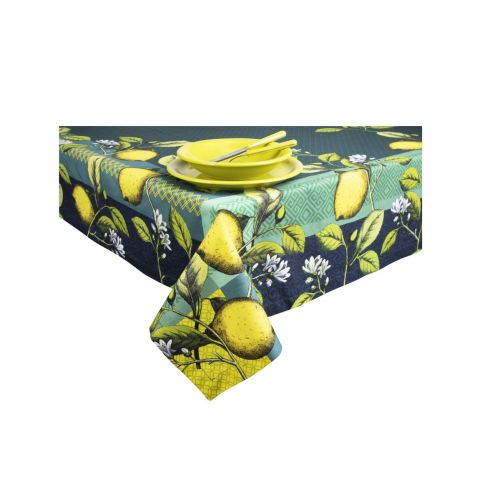 Tovaglia, multicolore, limoni, 100% cotone, 150x250 cm