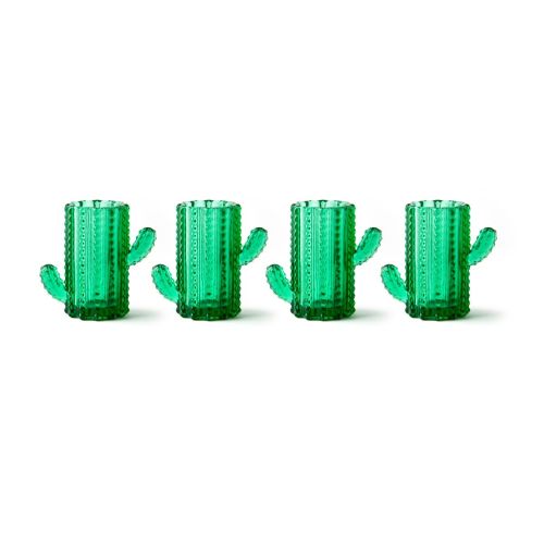Bicchierini da liquore, 4 pezzi, forma cactus, verde