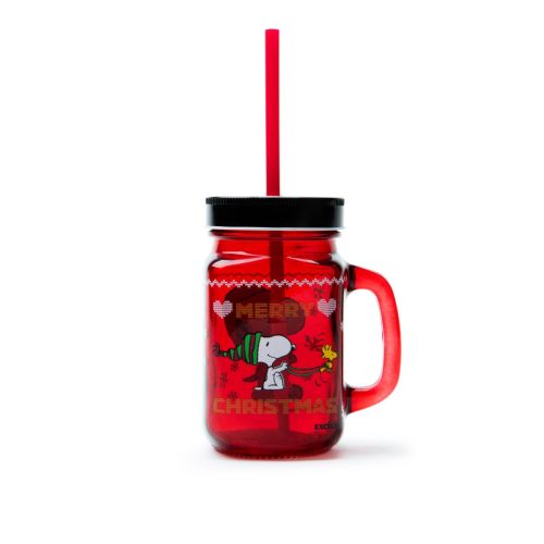 Tazza mug con cannunccia, 1 pezzo, snoopy natale, 480 ml