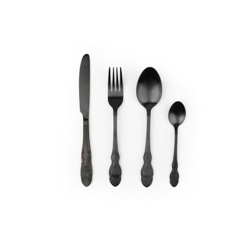 Set 4 posate, acciaio inox, nero