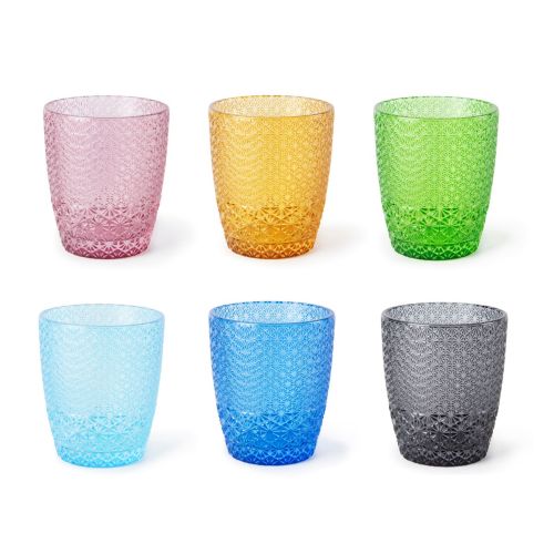 Bicchieri acqua, multicolore, vetro colorato in pasta, ice