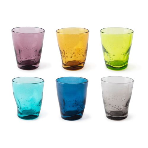 Bicchieri acqua, multicolore, vetro colorato in pasta, wave