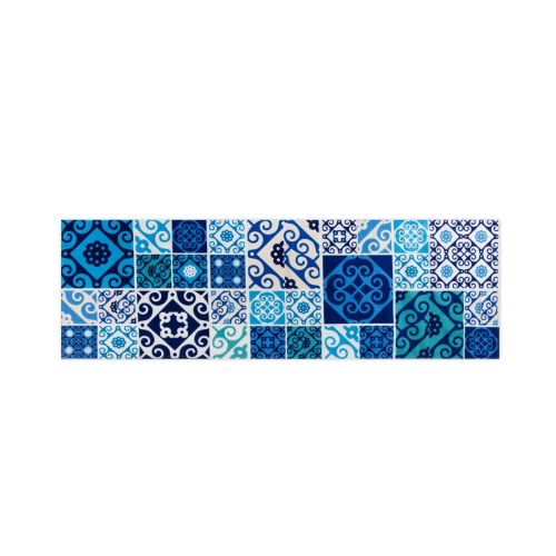 Runner, multicolore, maioliche blu, 100% cotone, 45x140 cm