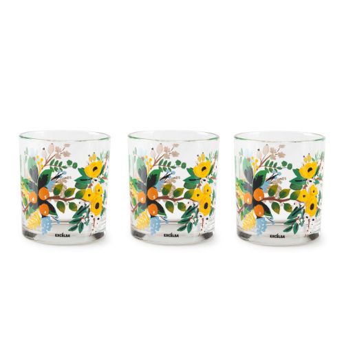 Bicchieri acqua, 3 pezzi, fiori multicolore