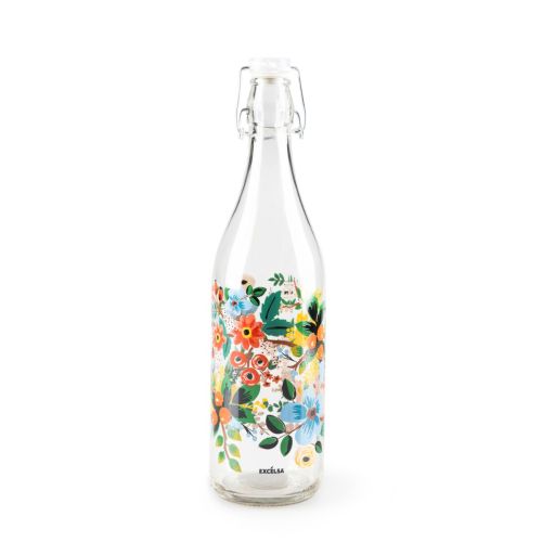 Bottiglia con chiusura ermetica, floreale, 1 litro