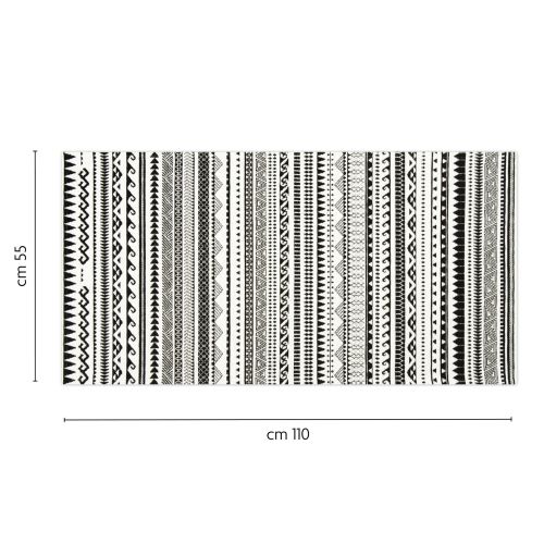 Passatoia da cucina, etnico, bianco e nero, 55x110 cm