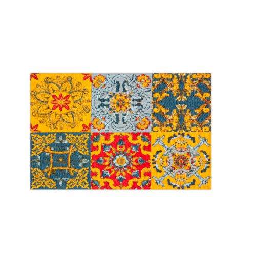 Tappeto da cucina, stile siciliano, multicolore, 45x75 cm