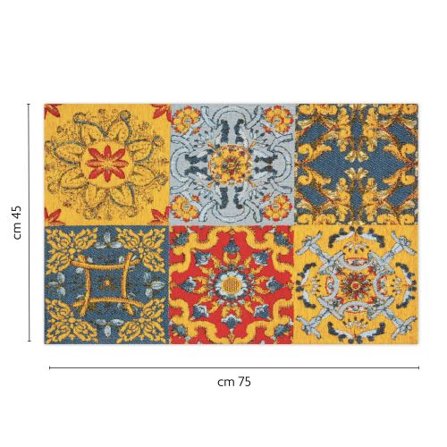 Tappeto da cucina, stile siciliano, multicolore, 45x75 cm