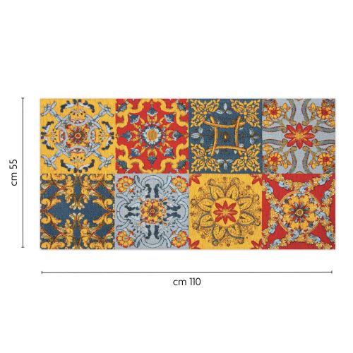 Passatoia da cucina, stile siciliano, multicolore, 55x110 cm