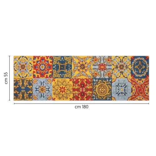 Passatoia da cucina, stile siciliano, multicolore, 55x180 cm