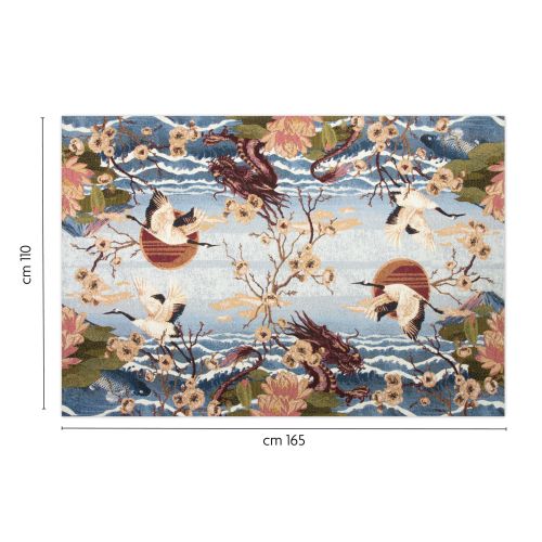 Tappeto arredo, stile giapponese, multicolore, 165x110 cm