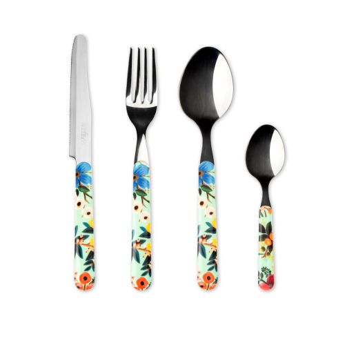 Posate, 24 pezzi, acciaio inox, multicolore floreale