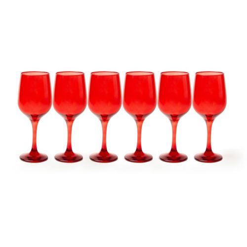 Calici, 6 pezzi, vetro, rosso