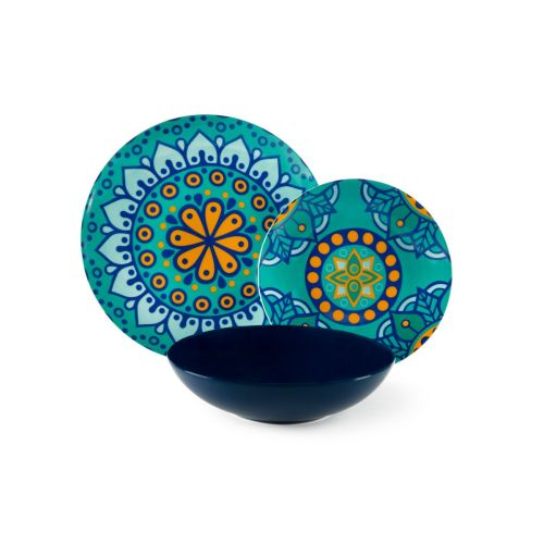 Servizio piatti, mediterraneo, porcellana, 18 pezzi