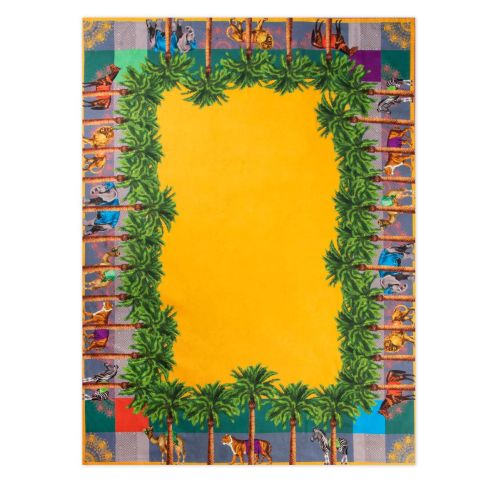 Tovaglia, elefanti/palme, 100% cotone, 150x200 cm