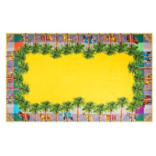 Tovaglia, elefanti/palme, 100% cotone, 150x250 cm