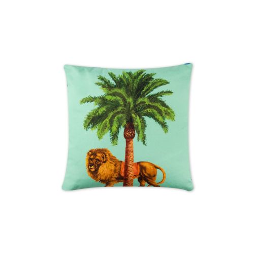 Cuscino decorativo, multicolore, leone/palma, 45x45 cm