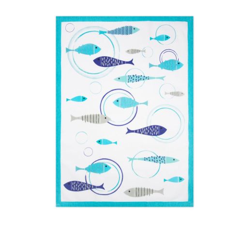 Canovaccio, 100% cotone, con pesci, 50x70 cm