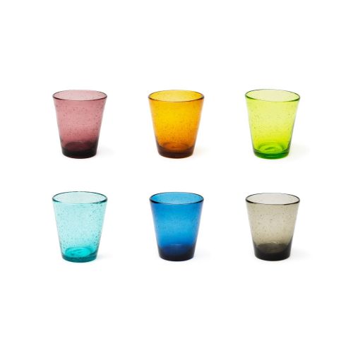 Bicchieri acqua, multicolore, vetro colorato in pasta,bubble