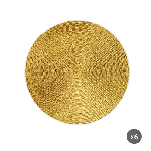 6 tovagliette, tonde, 36 cm, dorato