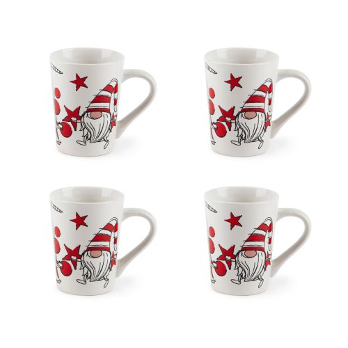 Tazze tipo mug, 4 pezzi, gnomo, natalizie