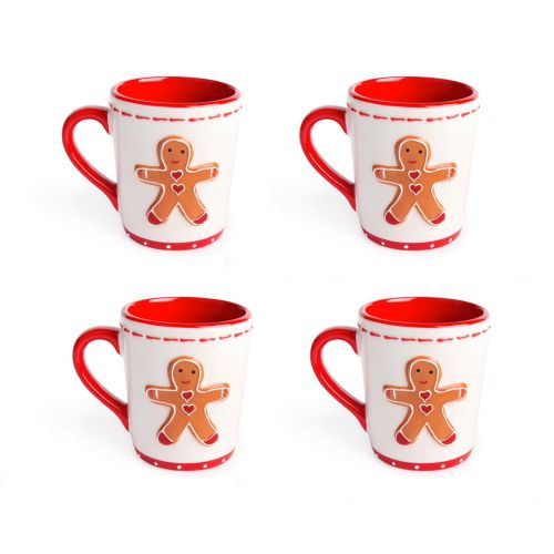 Tazze tipo mug, 4 pezzi, pan di zenzero, natalizie