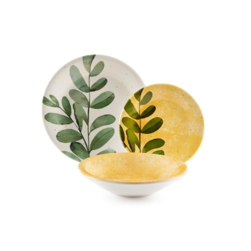 Servizio piatti, natural, ceramica, 18 pezzi, made in italy