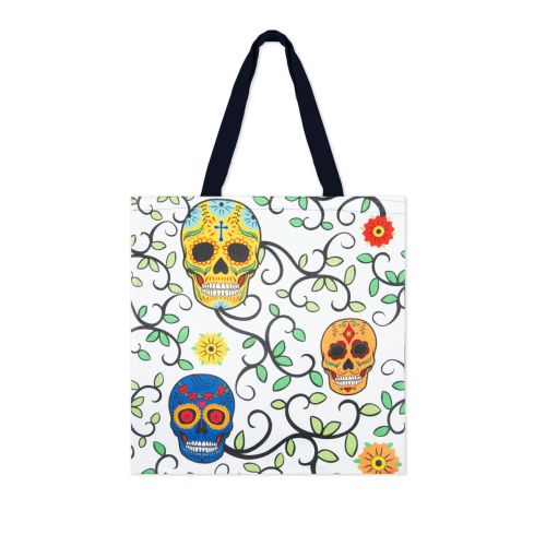 Shopper con teschi, calavera, in cotone e poliestere