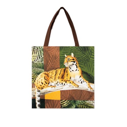Shopper jungle, leopardi e felci, in cotone e poliestere