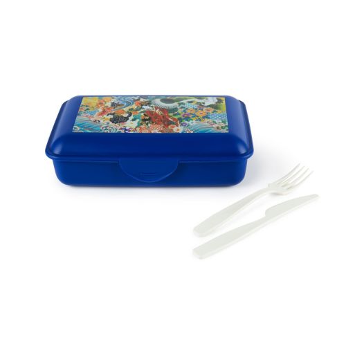 Contenitore portapranzo con posate, stile giapponese, blu