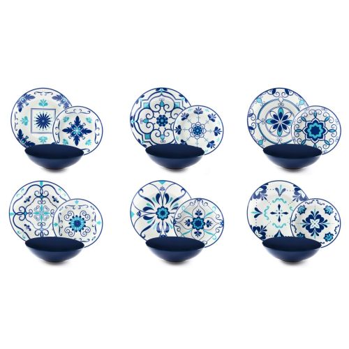 Servizio piatti, multicolore, porcellana/stoneware, 18 pezzi