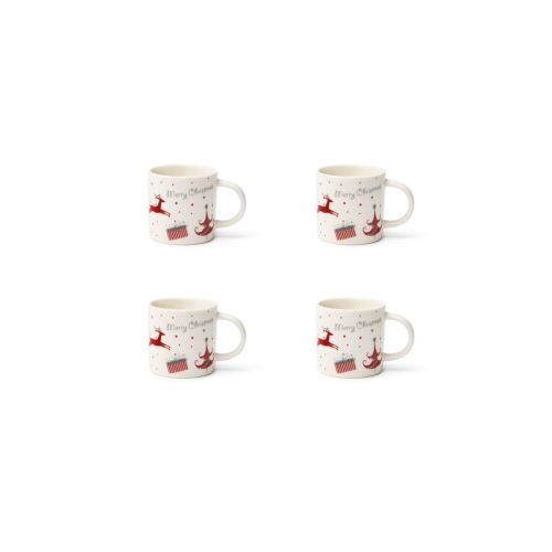 Set 4 tazzine, natalizie, porcellana, 90 ml