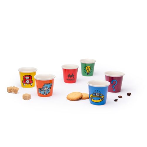 Set 6 bicchierini, monopoly, porcellana, 90 ml