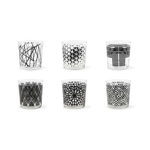 Bicchieri acqua, 6 pezzi, fantasie geometriche