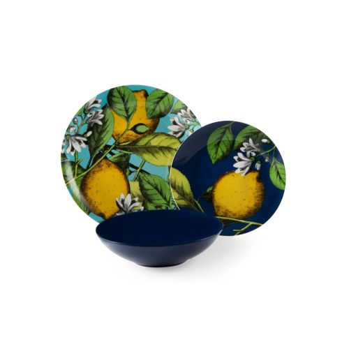 Servizio piatti, limoni, porcellana/stoneware, 18 pezzi