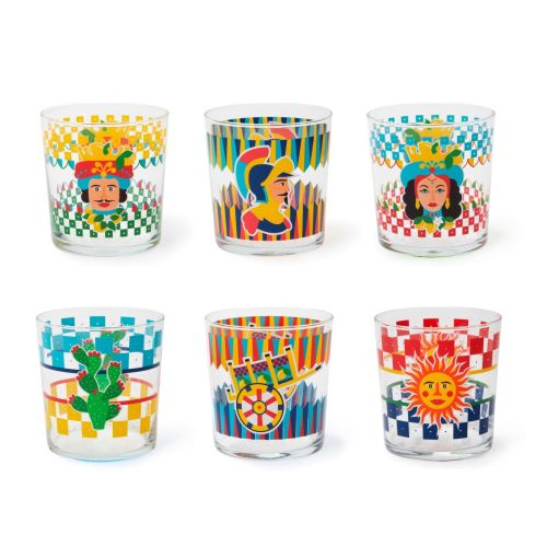 Bicchieri acqua, 6 pezzi, stile siciliano
